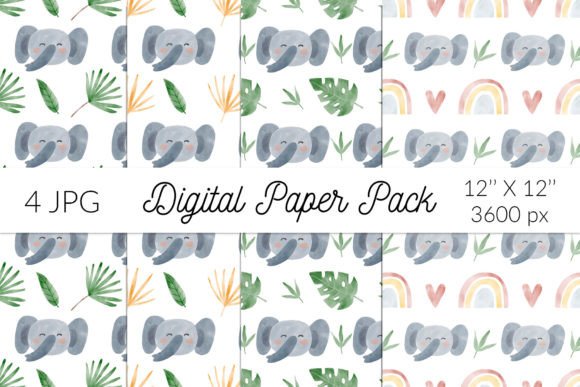 African Animal Digital Paper Elephant: Bold Design for Your Projects
