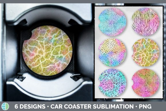 Iridescent Animal Print Car Coaster: Bold & Modern Design