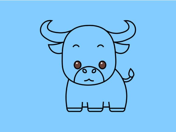 Kawaii Animal Buffalo Line Background: Whimsy for Your Projects