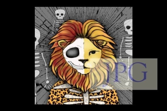 Lion Skull Face Print: Wild Animal Boy Design