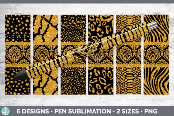 Orange Damask Pen Wraps: Glitter Animal Sublimation Designs