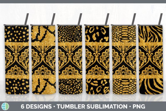 Orange Damask Tumbler | Glitter Animal P: Bold Sublimation Designs