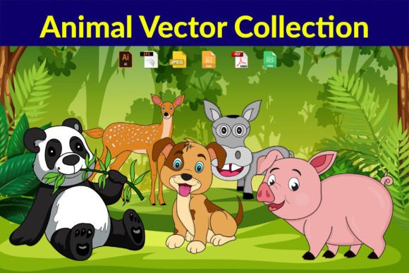 Set of Five Cartoon Animal (Vol-3): Adorable Clipart for Every Project