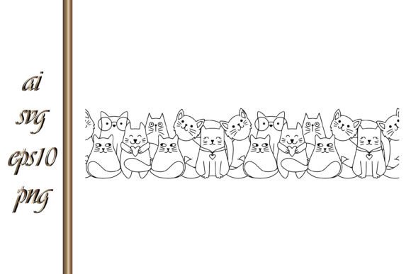 Unleashing Feline Charm: The Cat Seamless Border Sketch Animal