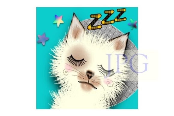 White Cat Sleeping: A Versatile Animal Art Asset