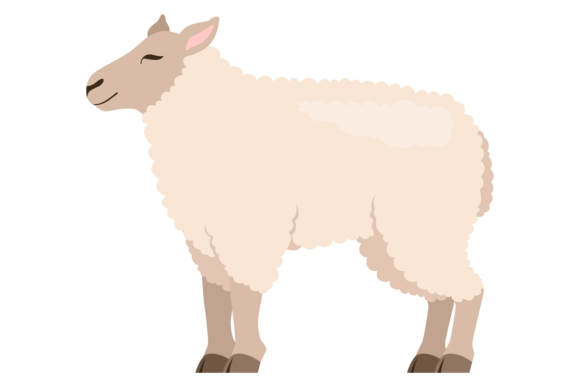 White Sheep Icon: A Cartoon Farm Animal Font with Charming Appeal